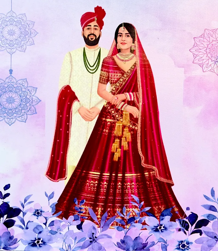 An illustration of the two of us in wedding clothes