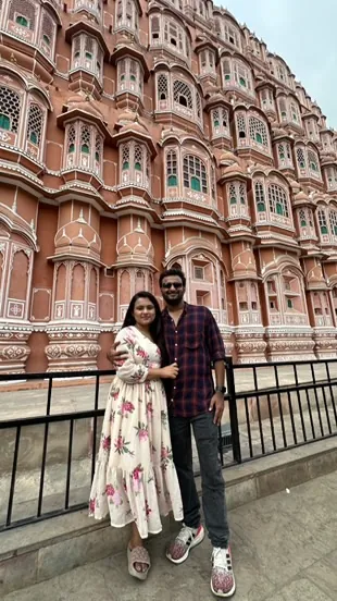 The two of us in front of Hawa Mahal in Jaipur